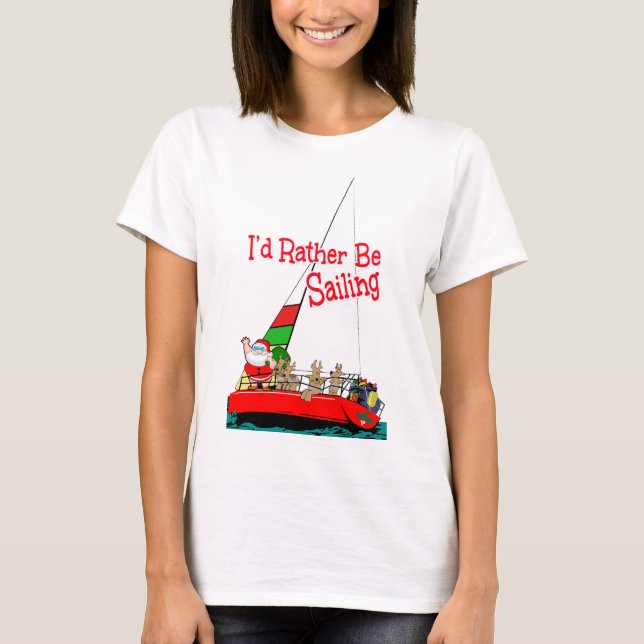 Santa the Sailor Sailing at Christmas T-Shirt (Front)