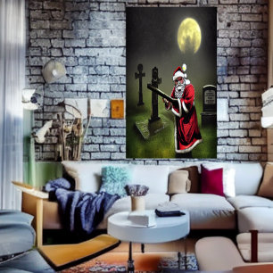 Santa the zombie hunter AI Art Poster