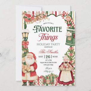 Santa Theme My Favourite Things Christmas Party Invitation