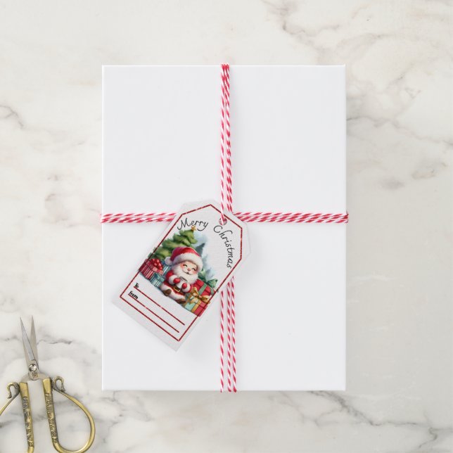 Santa-themed Christmas gift tags (With Twine)
