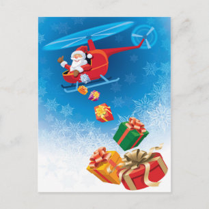 Santa Throwing Gifts from Helicopter Funny Holiday