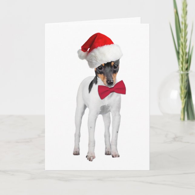 Santa Toy Fox Terrier Christmas Card (Front)
