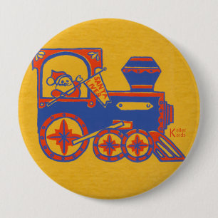 Santa Train 10 Cm Round Badge
