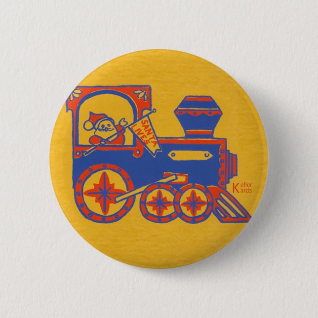Santa Train 6 Cm Round Badge (Front)