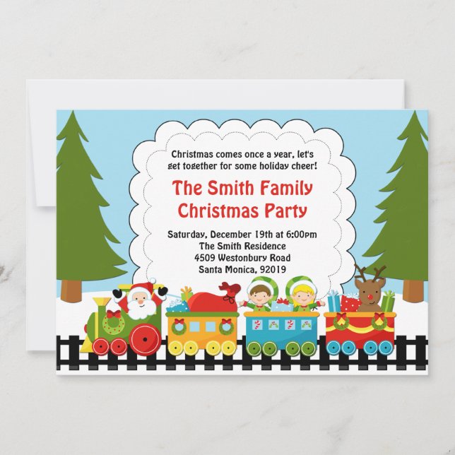 Santa Train Christmas Party Invitation (Front)