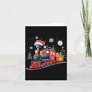 Santa Train Lights Christmas Driving Xmas Boys Kid Card