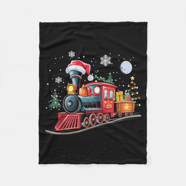 Santa Train Lights Christmas Driving Xmas Boys Kid Fleece Blanket (Front)