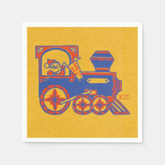 Santa Train Napkin (Front)
