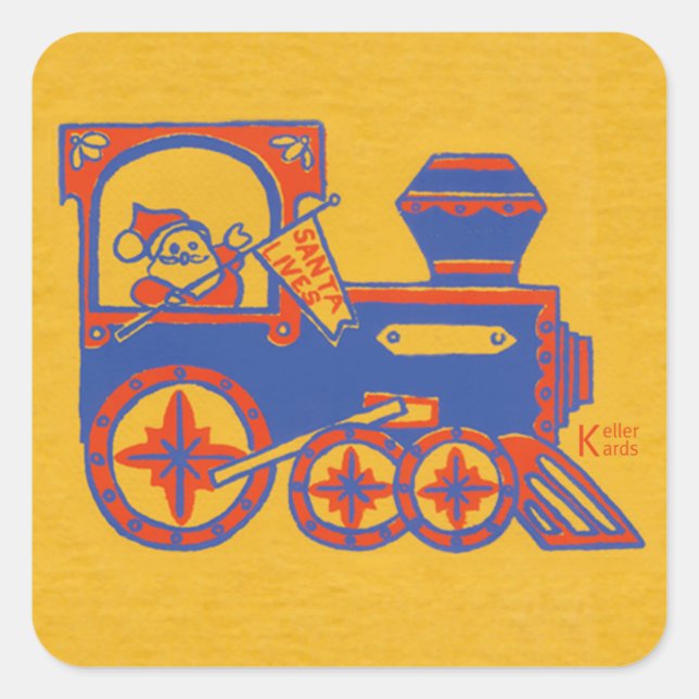 Santa Train Square Sticker (Front)