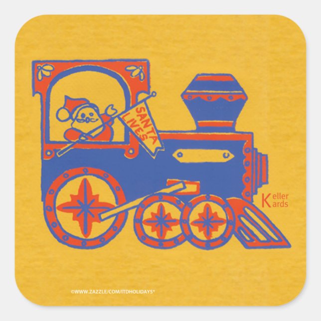 Santa Train Square Sticker (Front)