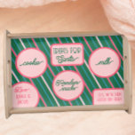 Santa Treats Candy Stripe Christmas Cookie Serving Tray<br><div class="desc">A fun holiday tradition starts with these Santa treat serving trays. This tray includes a whimsical pink and green stripe design with modern fonts. Leave milk and cookies for Santa and don’t forget the reindeer snacks!</div>