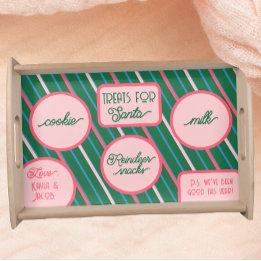 Santa Treats Candy Stripe Christmas Cookie Serving Tray