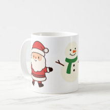 Santa, Tree & Snowman Christmas Mug