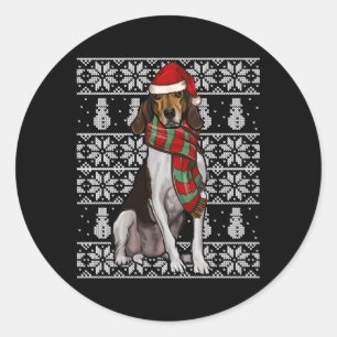 Santa Treeing Walker Coonhound Ugly Classic Round Sticker