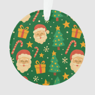 Santa, Trees & Cheer pattern Ornament