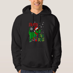 Santa Trex Kid Christmas Dinosaur Tree Rex Boy Fam Hoodie