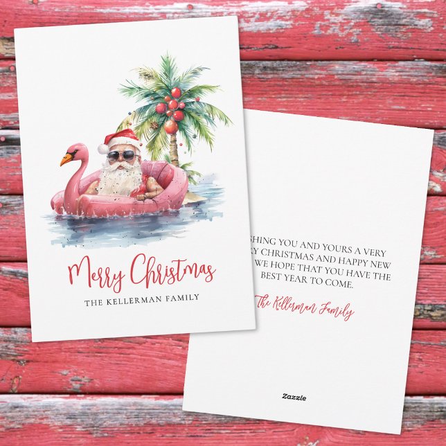 Santa Tropical Beach Christmas Holiday Card (Santa Tropical Beach Christmas Holiday Card)