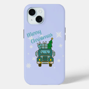 Santa truck front view Merry Christmas iPhone 15 Case