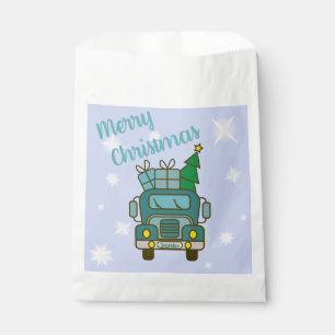 Santa truck front view Merry Christmas Favour Bags