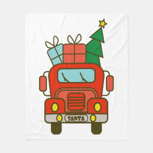 Santa truck front view Merry Christmas Fleece Blanket