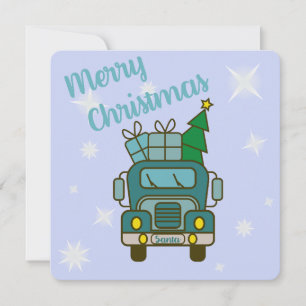 Santa truck front view Merry Christmas Holiday Card