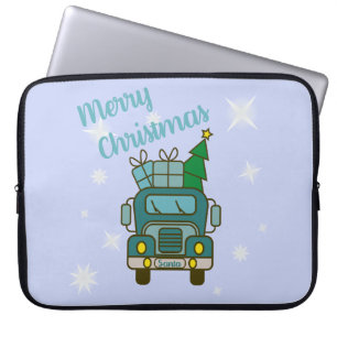 Santa truck front view Merry Christmas Laptop Sleeve