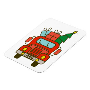 Santa truck front view Merry Christmas Magnet