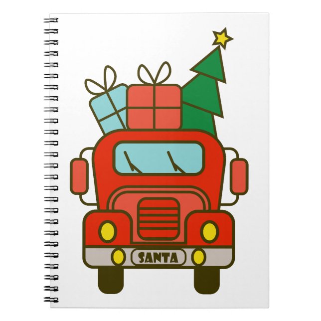 Santa truck front view Merry Christmas Notebook (Front)