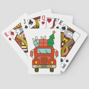 Santa truck front view Merry Christmas Playing Cards