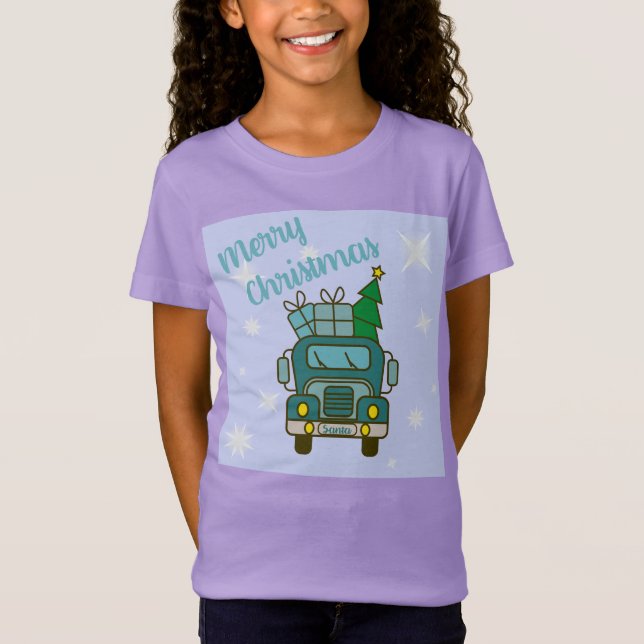 Santa truck front view Merry Christmas T-Shirt (Front)