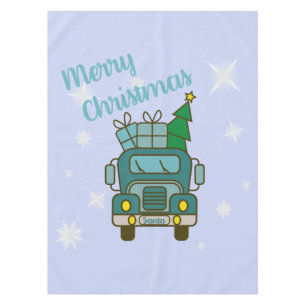 Santa truck front view Merry Christmas Tablecloth
