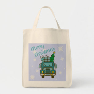 Santa truck front view Merry Christmas Tote Bag