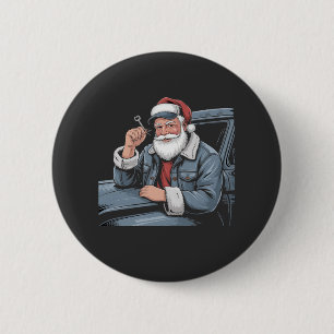 Santa Truck Rigging Funny Truck Driver Christmas 6 Cm Round Badge