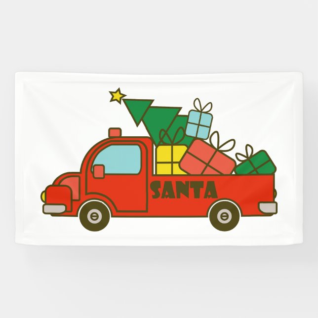 Santa truck side view Merry Christmas Banner (Horizontal)