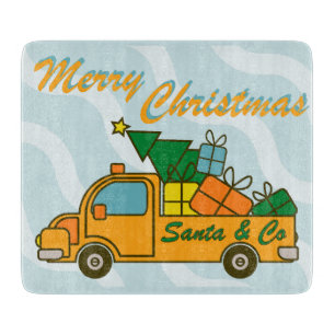 Santa truck side view Merry Christmas Cutting Board