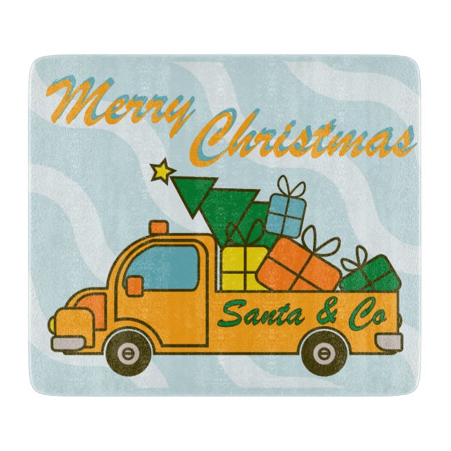 Santa truck side view Merry Christmas Cutting Board (Front)
