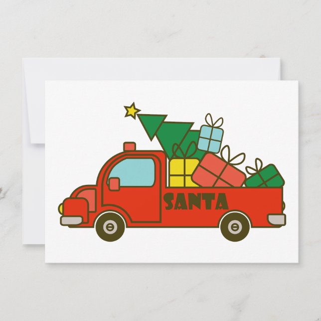 Santa truck side view Merry Christmas Invitation (Front)