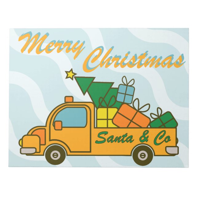 Santa truck side view Merry Christmas Notepad (Front)