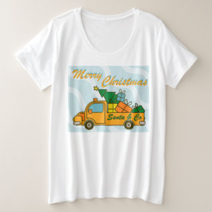 Santa truck side view Merry Christmas Plus Size T-Shirt