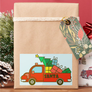 Santa truck side view Merry Christmas Rectangular Sticker