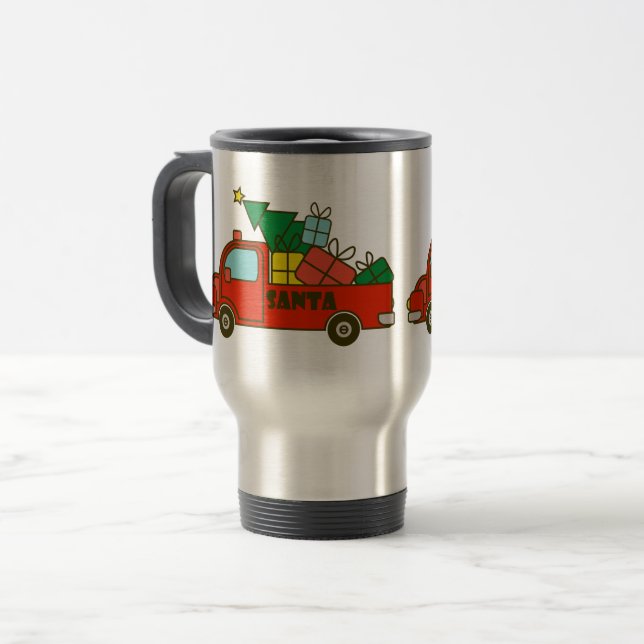 Santa truck side view Merry Christmas Travel Mug (Front Left)