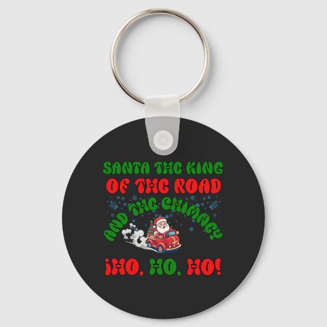 Santa Trucker Christmas Road King Holiday Festive  Key Ring (Front)