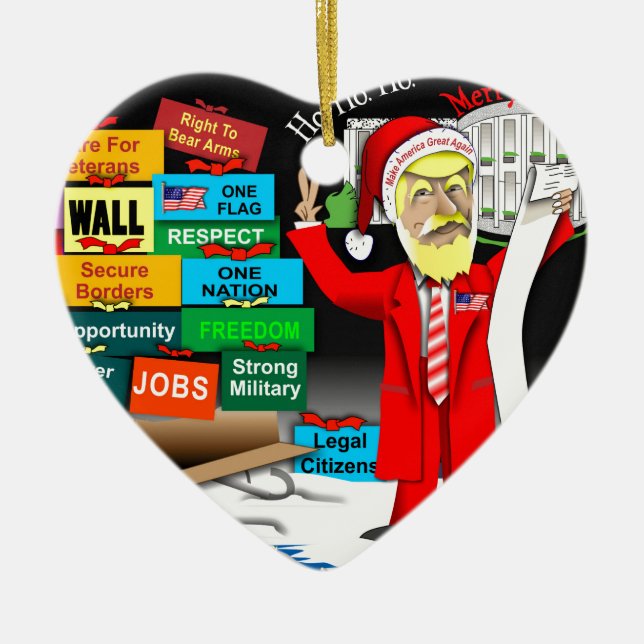 Santa Trump Ceramic Tree Decoration (Front)