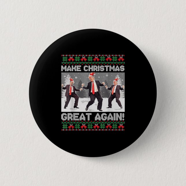 Santa Trump Dance Make Christmas Great Again Ugly  6 Cm Round Badge (Front)