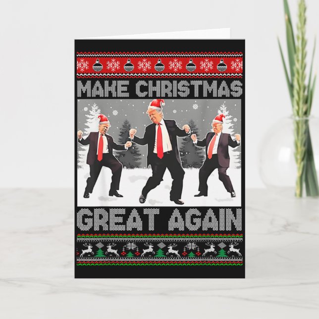 Santa Trump Dance Make Christmas Great Again Ugly  Card (Front)