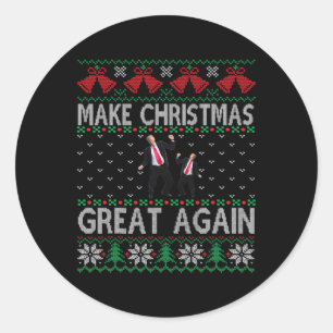 Santa Trump Dance Make Christmas Great Again Ugly Classic Round Sticker