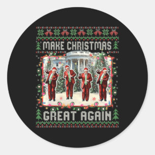 Santa Trump Dance Make Christmas Great Again Ugly Classic Round Sticker