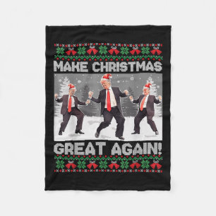 Santa Trump Dance Make Christmas Great Again Ugly Fleece Blanket