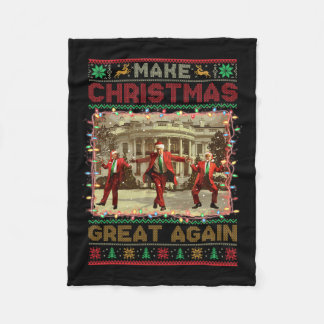 Santa Trump Dance Make Christmas Great Again Ugly Fleece Blanket