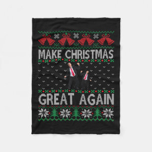 Santa Trump Dance Make Christmas Great Again Ugly  Fleece Blanket